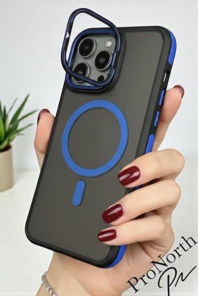 ProNorth IPhone 16 PRO Uyumlu Kılıf Lens Hediyeli Kablosuz Şarj Destekli Stan...