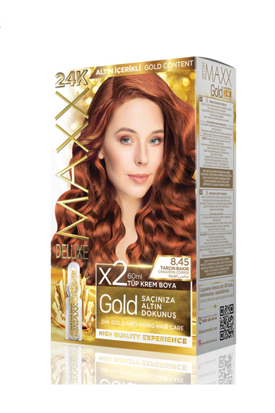 MAXX DELUXE Golden 8.45 Tarçın Bakır 24k Altın Içerikli Saç Boyası