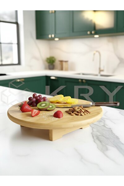 KRY Bamboo Round Footed Cutting Board 30 cm – Stylish and Durable Presentatio...