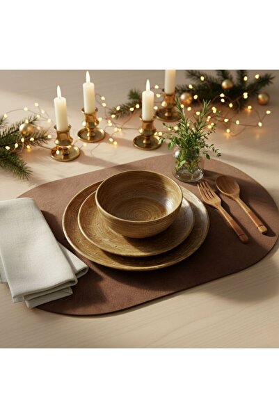 Grand Fine Art 2 Adet Süet Yumuşak Doku Deri Amerikan Servis Supla Oval 33x44-Kolay Silinir Supla