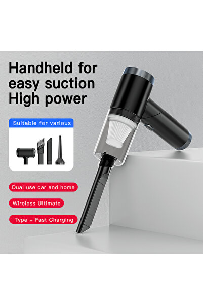 OEMN Aspirator auto portabil, fără fir, 9000Pa, 3 în 1, negru, reîncărcabil USB, cu duze și HEP