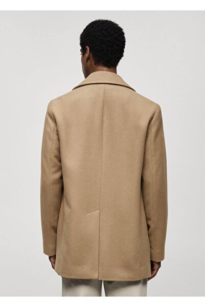 MANGO Man Düğmeli kruvaze yün palto