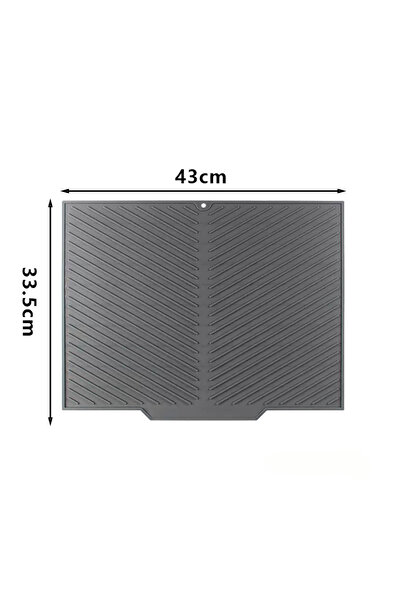 Choice وسادة فلتر مياه سيليكون آمنة للطعام، رمادية اللون، 34×43 سم، لتجفيف وتصريف الأطباق والخضراوات والفواكه، مع لسان غير قابل للانزلاق