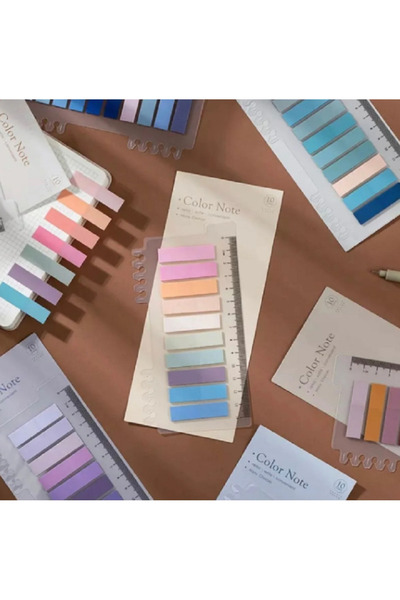 Gereklibunlar 10 Renk Cetvelli yapışkanlı Şeffaf Köşeli Parmak Postit Ayraç