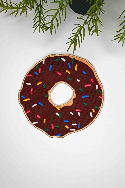 decofav Șervețel de cocktail din țesătură brodată maro în formă de gogoșă 1 b...