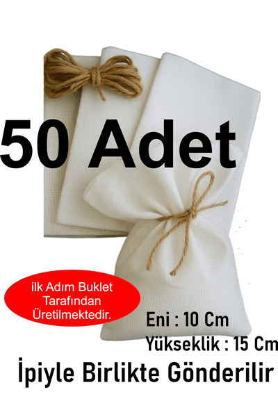 ilkadimbuklet 50 Adet %100 Pamuk Hambez Eni 10 Cm Yüksekliği 15 Cm Sabun, Lavanta, Kuru Kesesi, İpiyle Gönderilir