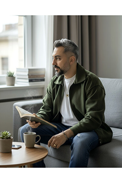 higo Sırtı Nakış Detaylı Oversize Erkek Kaşe Ceket