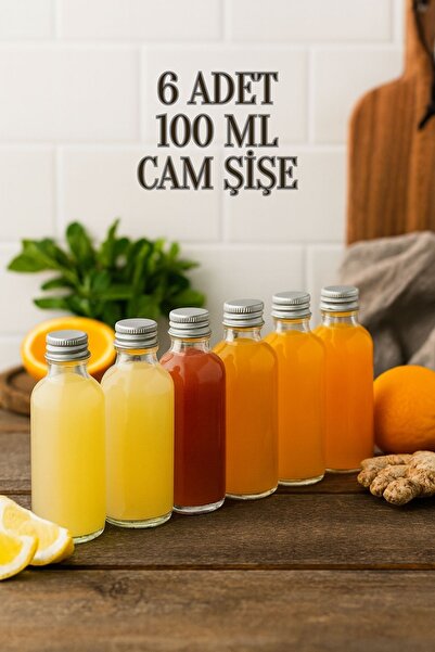 Rotanev 6 Adet Şeffaf Cam Shot Şişesi Sızdırmaz Gümüş Metal Kapaklı Kolonya K...