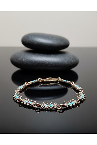 Raymal Fashion Mavi Taşlı Tasarım Eskitme Kadın Bilekliği