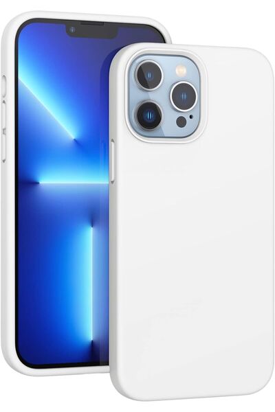 HyperAge Iphone 13 Pro Max Uyumlu Beyaz Silikon Kılıf Silinebilir Kamera Yüks...