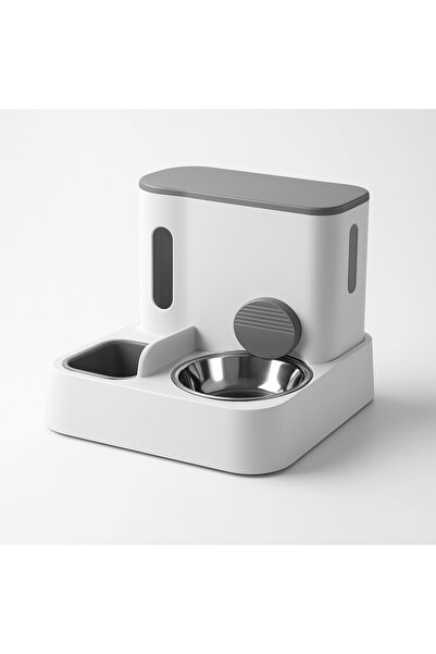 Vendortuning Kedi Köpek yarı Otomatik Mama ve Su Kabı Paslanmaz Çelik, Otomat...