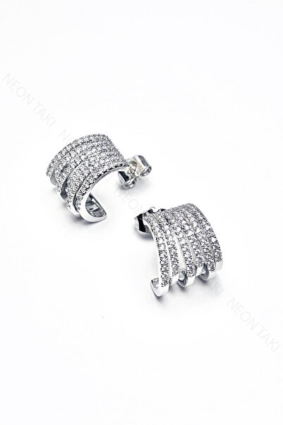 NE10 TAKI Zircon Stone, Multi Look Earrings 650, Silver Color