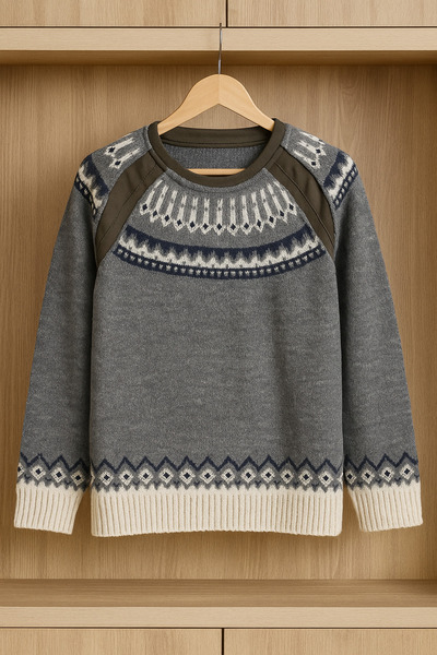 Cloudy Kids Boy's Crew Neck Combed Cotton Detailed Knitwear Sweater