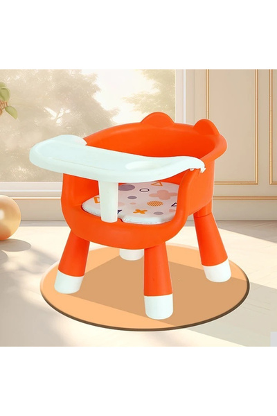 Toyska 2 in 1 Children's Dining Chair, Removable Tray, Ergonomic Backrest, +6 Months, Orange