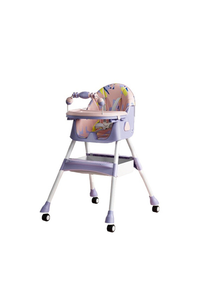 Toyska Scaun de Masa pentru Bebelusi si Copii, Spatar Reglabil, Balansoar, Mov