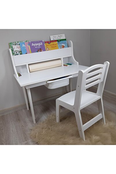 ELS Aktivite Masa Sandalye Seti, 2-7 Yaş- Kitaplıklı-(Plastik Çekmece Pakete Dahil Değildir)