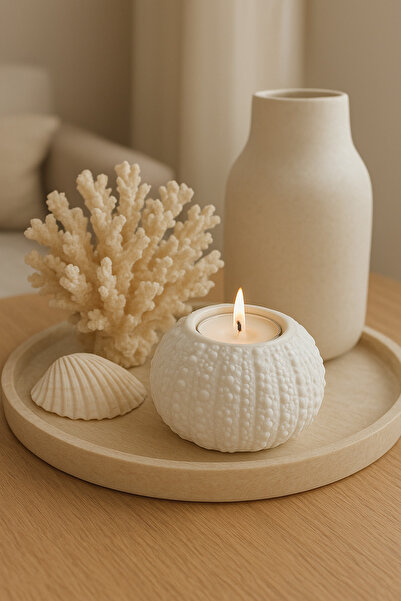 Mandalin Art Studio Paşabahçe Muadili Deniz Kestanesi Mumluk Beyaz