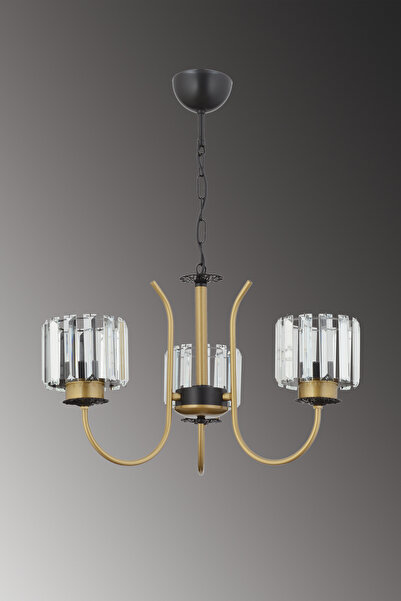 ESSLİGHT Bilge 3 Lü Eskitme Sarkıt Avize Kristal Taşlı Modern Dekoratif Aydınlatma