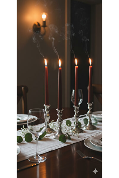 Gizemli Home 4 Lü Tarçın Renk Şamdan Mum