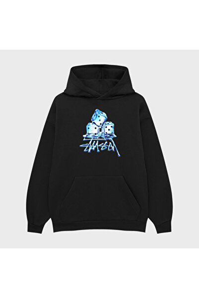 PURE EFFECT سويت شيرت بغطاء للرأس للجنسين بطبعة Ice من STÜSSY - 100% قطن