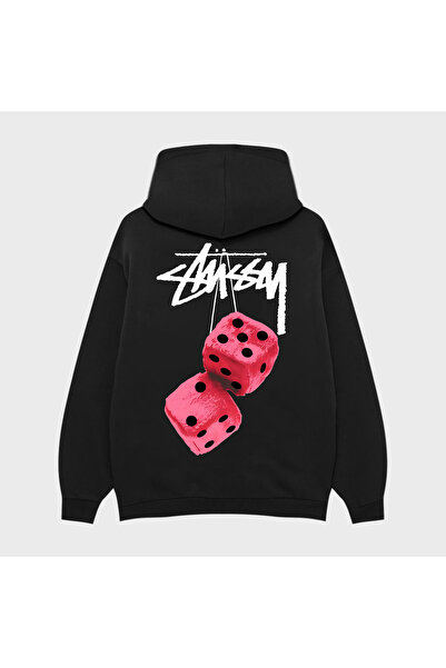 PURE EFFECT STÜSSY PINK DICE SIRT BASKILI OVERSIZE UNISEX %100 PAMUKLU NEFES ...