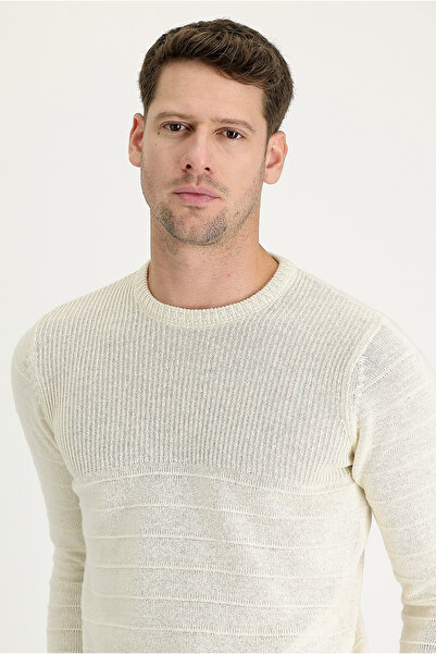 Kiğılı Bisiklet Yaka Slim Fit Dar Kesim Desenli Triko Kazak