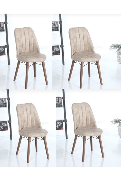 yonga concept Karegold sandalye 4 adet Cappuccino Modern Tasarım Nubuk Kumaş ...