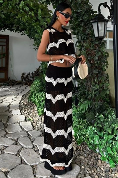 trend_ermege Shayna Openwork Crop Suit 9825