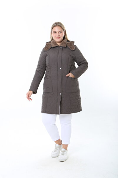 TUTveAL Collection Imported Soft Fur Coat, Plus Size, Rabbit Fur Coat, Water Repellent Coat, Quilted Coat, Over-The-Knee