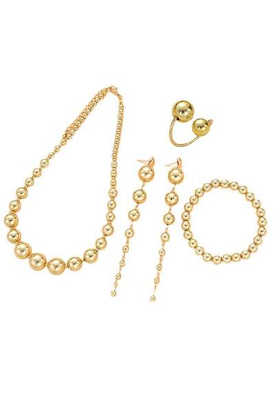 huitich طقم مجوهرات من حبات اللؤلؤ باللون الذهبي، 5 قطع