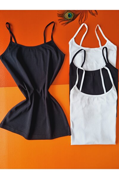 Demirsa Boutique Ribbed Women's Undershirt with Ribbed, Cotton, Lycra Rope St...