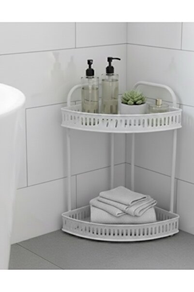 Noor Two-Tier Bathroom Corner Shelf, White