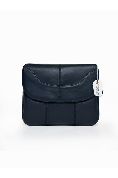 westbag Geantă de damă din piele naturală, albastru bleumarin, cu fermoar, cu...