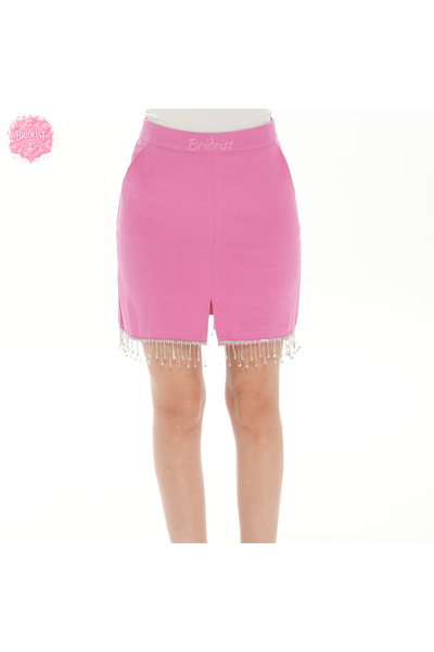 BRIDEIST WEDDING CO Özel Tasarım Taş İşlemeli Pembe Etek| Parti Eteği| Şık Etek| Tasarım Etek|El İşçiliği Tek Üretim