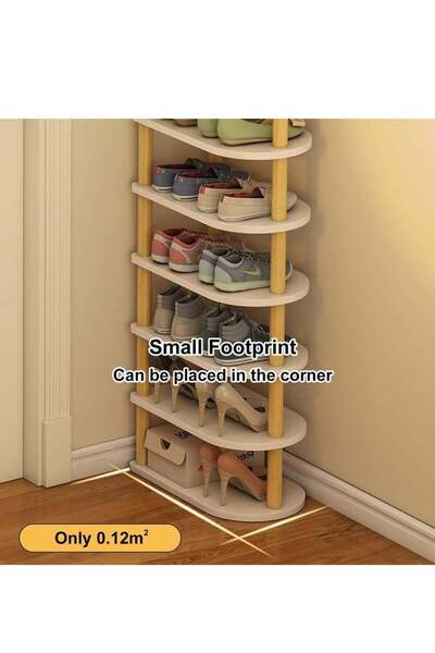 Yelajoy 5 Tiers Shoe Rack,Thickened Durable,Stackable Space-Saving, for Closet,Entryway,Warm White