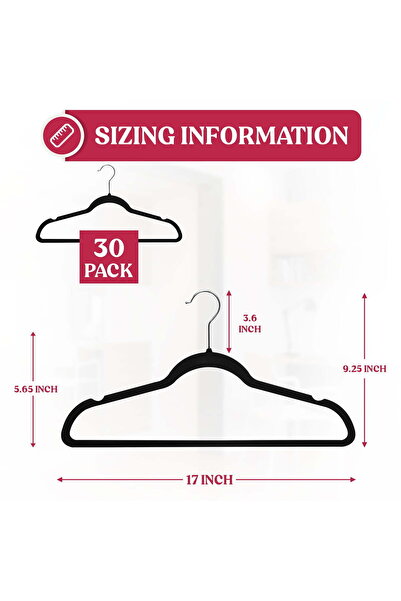 Yelajoy 30 Pack Velvet Hangers,Space Saving Non Slip Clothes Hanger,360 Degree Swivel,Holds up to 10 lbs