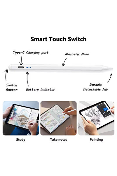 Choice قلم أبيض لأجهزة Apple iPad 2018-2024، شحن سريع لمدة 13 دقيقة، قلم قلم لأجهزة iPad