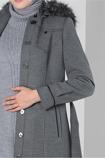 Alvina HOODED BELTED MANTO 90342