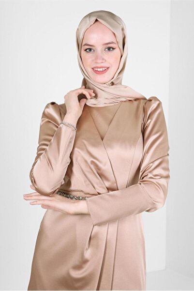 Alvina KEMERLİ DRAPE DETAYLI SATEN ABİYE ELBİSE 50312
