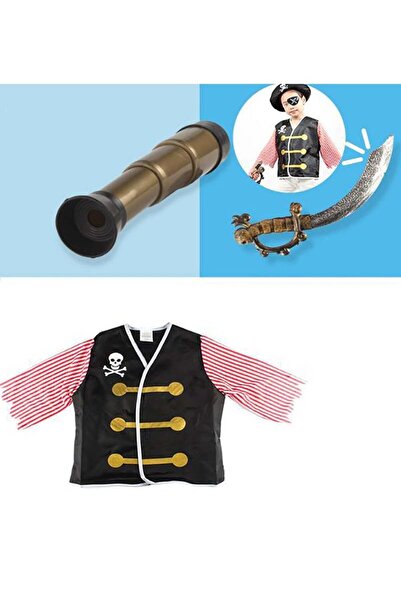 Yelajoy 4PCS Pirate Costume for Kids,Pirate Hat,Eyepatch,Pirate Cutlass, Children's Dress Up Play Costume