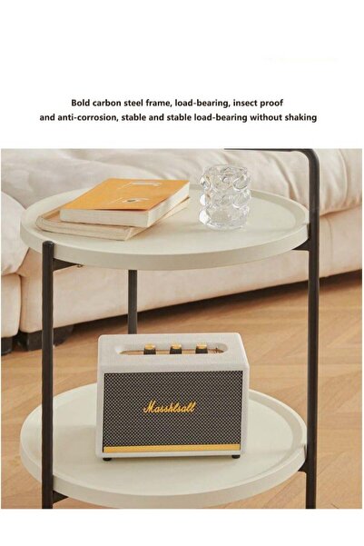 Yelajoy 2 Layer Cart Living Room Cart,Movable Round Small Coffee Table,Round End Table/Bedside Tablle