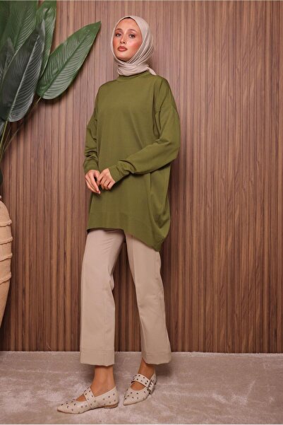 TRENDTESETTÜR Women's Green (Acid) Knitwear Tunic t 1007