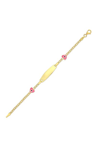 Assos Pırlanta Kalpli Altın Çocuk Künye - 14K