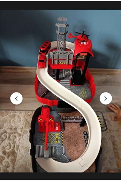 Oruç Oyuncak Garage Playset Portable Garage Track with Backpack Fire Department Set with Human Figures