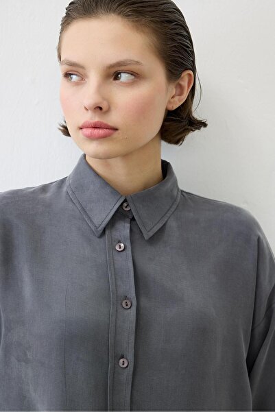 TERZİ DÜKKANI Anthracite Prime Stonewashed Silk Pants Set