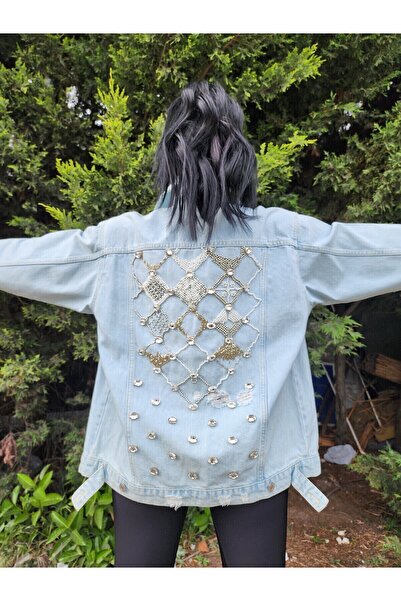 RENGARENG DENİM CEKET-TASARIM ÜRÜN -TAMAMI EL İŞÇİLİĞİ