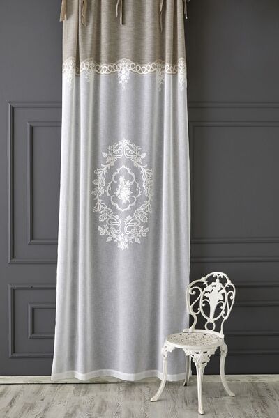 CASA NATURALE Keten Görünümlü Nakışlı Panel Perde 7461-02-028-01