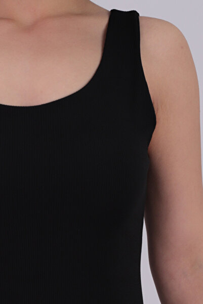 armonika Women's Black Strap Bodycon Lycra Midi Dress Arm-25Y001094