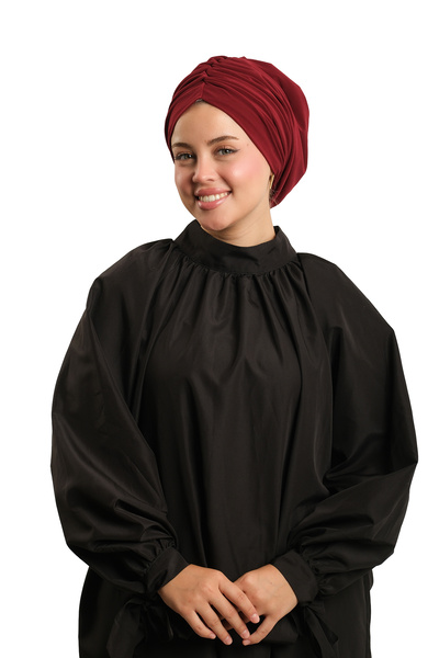 HÜRREM BONE بونيه حجاب كاجوال برباط باللون العنابي 2315_16