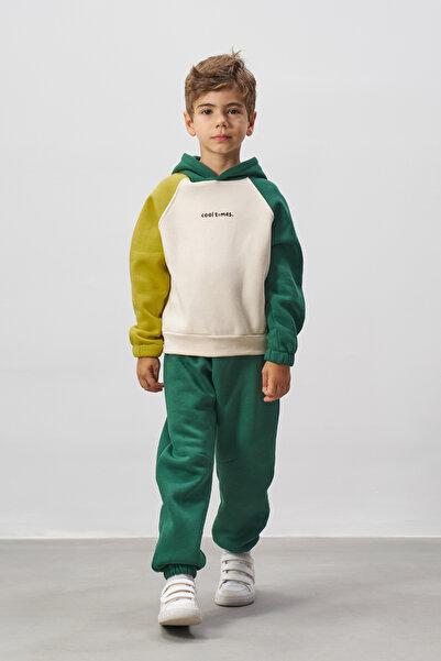 Minipodyum Σετ αθλητική φόρμα με εμπριμέ Color Block Boy's Bottom Top